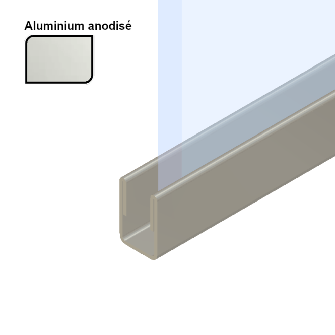 Profil U pour pare douche en aluminium
