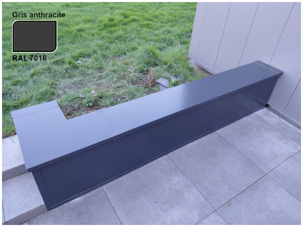 Exemple de couvertine alu RAL 7016 pour acrotère
